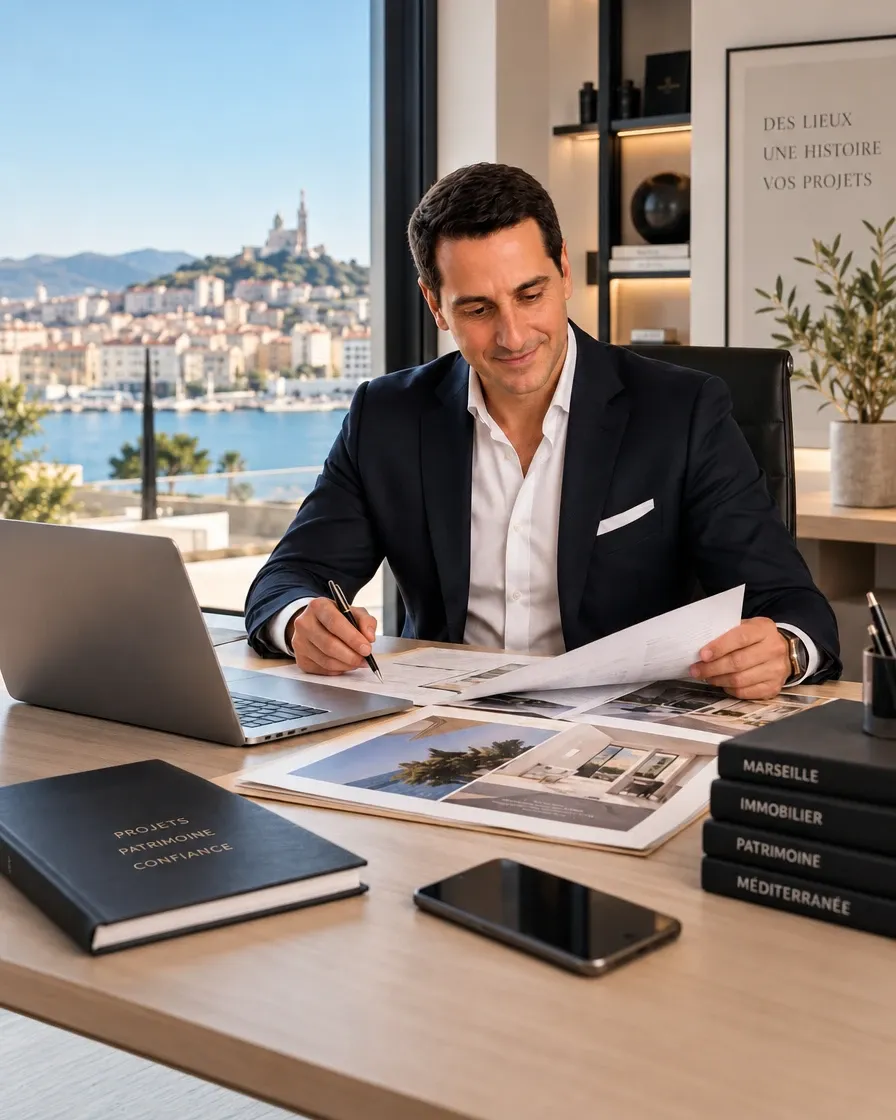 Jonathan ABECASSIS, fondateur d'IMMO 2J Tamar Conseil, à son bureau